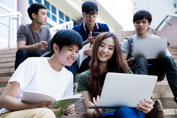 Photo of students studying